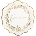8 assiettes communion jolis brins blanches et or 22.5cm