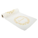 Cdt communion couronne végétal mousseline blanche et or 28cmx5m