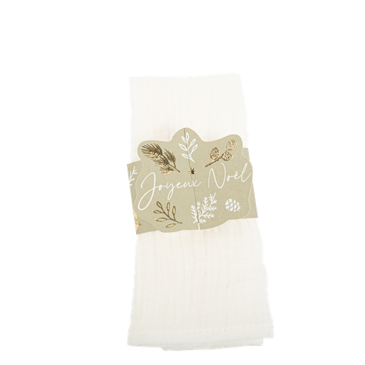 8 ronds de serviettes joyeux noël b otanic vert de gris, velours blanc