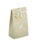 4 sachets joyeux noël botanic vert de gris, velours blanc et or 7,5