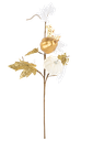 Branche pure avec citrouilles blanc , or mat et paillettes or 55cm