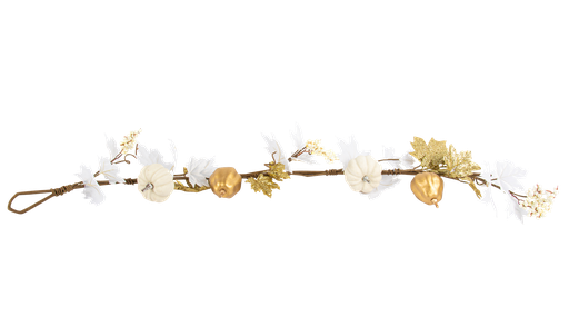 Guirlande pure avec citrouilles bla nc, or mat et paillettes or 1,20m