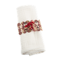 8 ronds de serviette casse noisette bordeaux, or et paillettes or 16 x