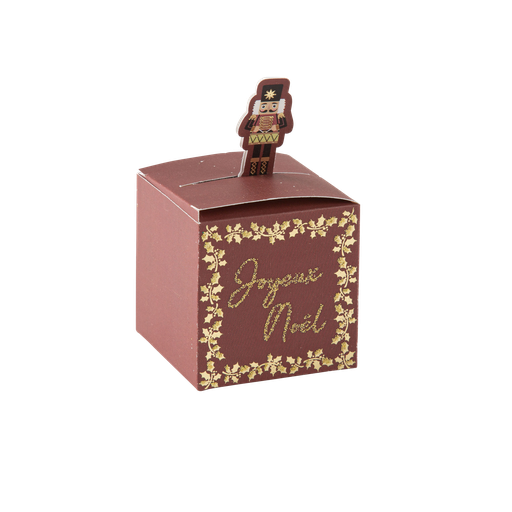 8 contenants joyeux noël casse nois ette bordeaux, or et paillettes or