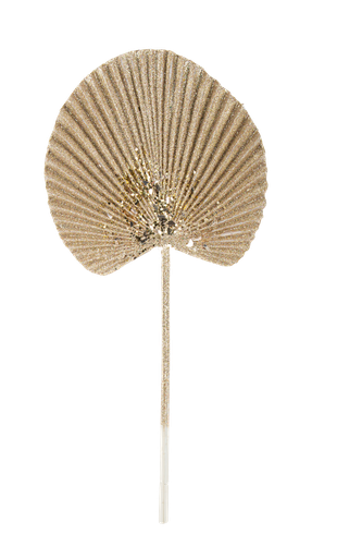 Branche feuille de palme paillettes champagne 54cm