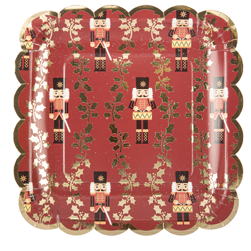 8 assiettes casse-noisette bordeaux , noir et or 23 x 23 cm