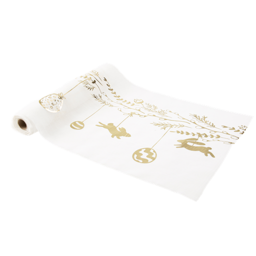 Cdt lapins de paques mousseline blanche et or 2 