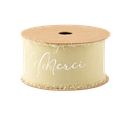 Ruban effiloche merci mousseline de soie sauge green et blanc 4cm x 3m