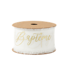 Ruban effiloche bapteme mousseline de soie blan