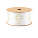 Ruban croix vegetalisee satin blanc