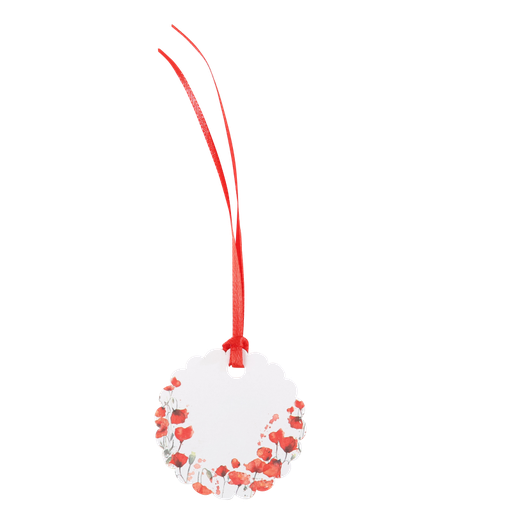 10 etiquettes poppy love coquelicot rouge aquarelle diam 5 cm et ruban satin rouge