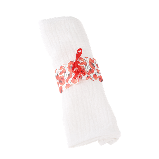 10 ronds de serviette poppy love coquelicot rouge aquarelle 16 x 4 cm et ruban satin rouge