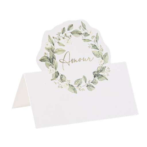 10 marque-places botanique amour feuillages et or 8 x 4cm