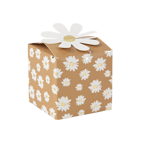 10 contenants marguerites camel blanc et or 5 x 5 cm