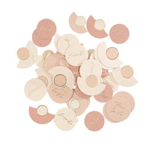 100 confettis curve nude blush terracotta et or 2.2 x 3 cm