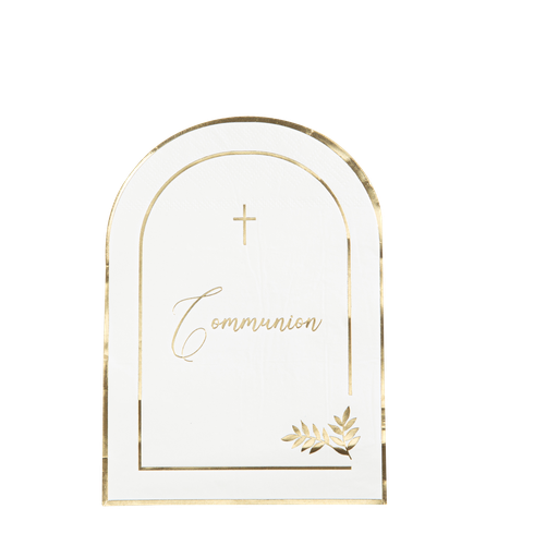 16 serviettes communion purete blanc et or 32 x 23.7 cm 3 plis