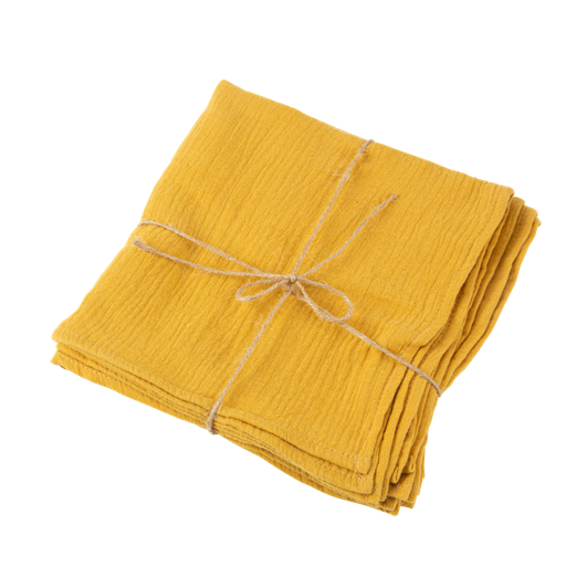 4 serviettes gaze de coton ocre 40 x 40 cm lavable à 30 degrés