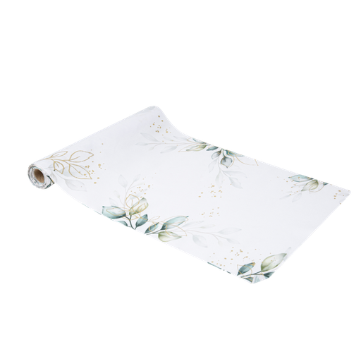 Cdt botanique tissu blanc feuillages et or 28cm x 5m