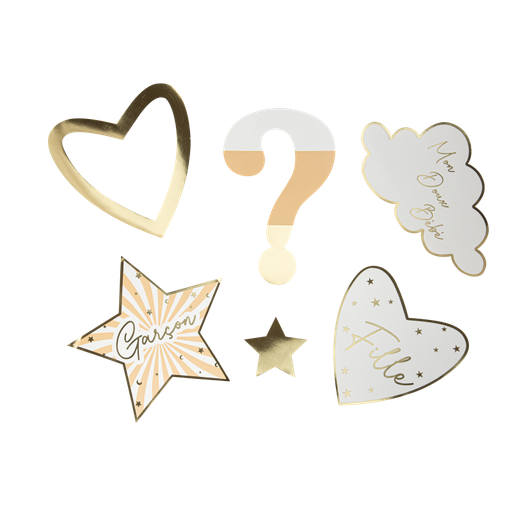 6 déco de table mon doux bébé baby nude camel, blanc et or de 7 à 21 cm