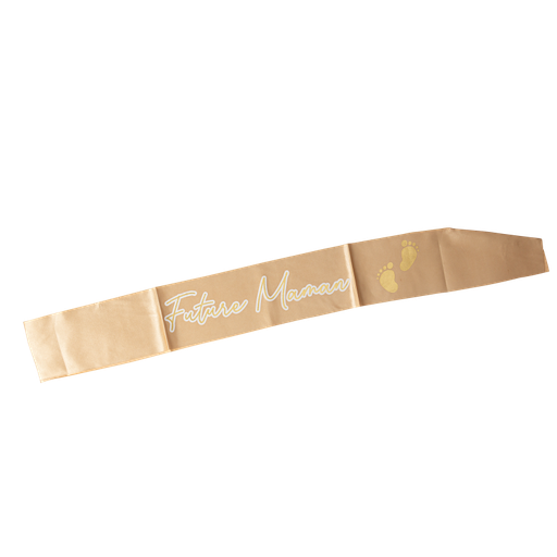 Écharpe "future maman" baby nude satin camel et or 9,5 x 78 cm