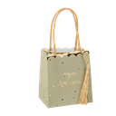 4 sacs à cadeaux jolis pois "joyeux anniversaire" papier vert sauge or 