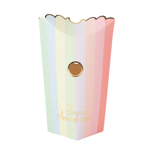 8 boîtes surprises pour pêche à la ligne "joyeux anniv." mahault pastel et or 13,5 x 20 cm
