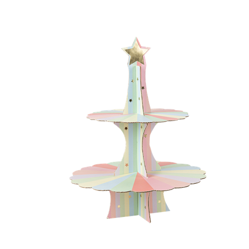 Présentoir mahault pastel et or 35 cm - 2 étages