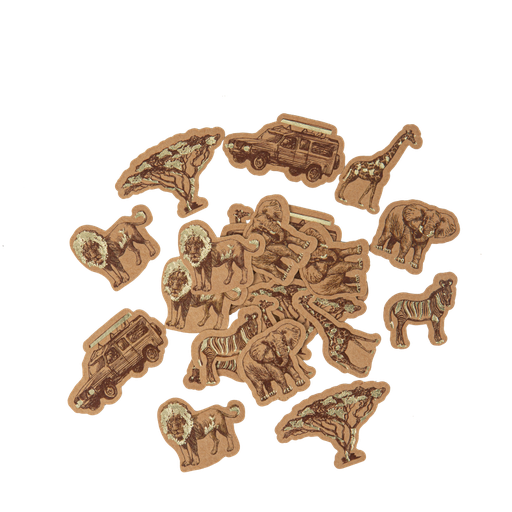 100 confettis safari kraft moka et or de 2 à 5 cm