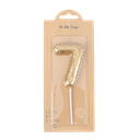 Bougie chiffre 7 effet ballon mylar or 8cm sur pic