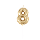 Bougie chiffre 8 effet ballon mylar or 8cm sur pic