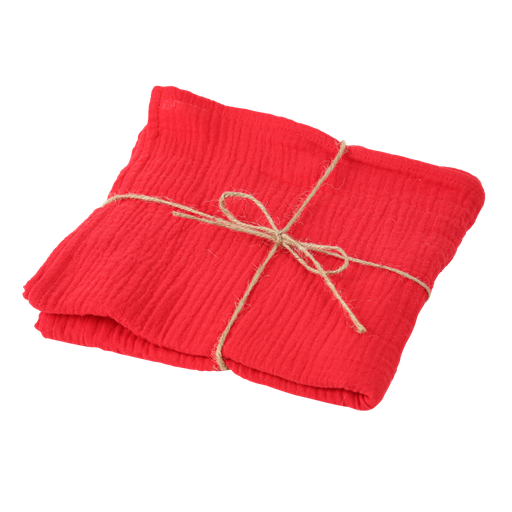 4 serviettes gaze de coton rouge 40x40cm lavable à 30degres