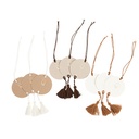 9 étiquettes bella terra papier camel, ivoire et or 5cm et pompons