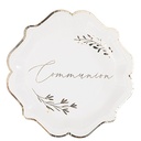 8 assiettes communion carton blanc et or 23cm