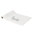 Chemin de table "pour la vie" jardin botanique tissu blanc et vert sauge 28cmx3m