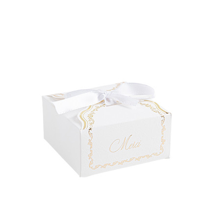 10 contenants vintage papier "merci" blanc et or 7x7x3,5cm