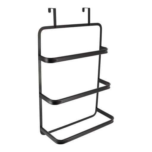 Porte serviettes sur porte 3 barres metal - noir