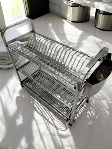 Rangement de cuisine en acier inoxydable avec 2 niveaux 