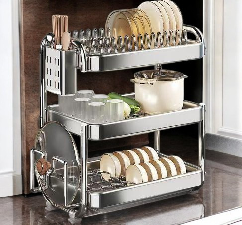 Egoutoire à vaisselle en acier inoxydable 2 niveaux