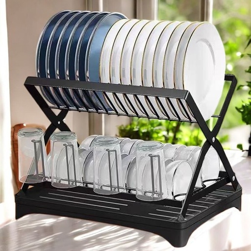 Egoutoire à vaisselle en métal avec un design pliable 