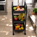 Chariot en métal noir à trois niveaux 