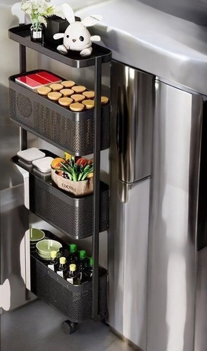 Rangement vertical en métal avec 4 niveaux 