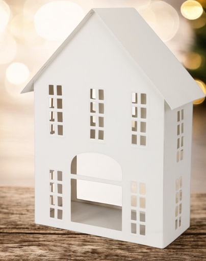 Photophore en forme de maison en fer 20x11x32 cm toit normal