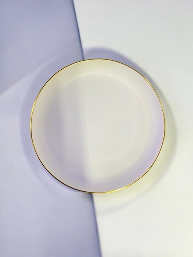 Assiette ronde liseré or ivoire 24.20
