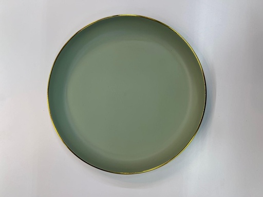 Assiette ronde liseré or kaki 18.20