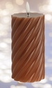 Bougie brune avec led 7x13 cm petit rayure
