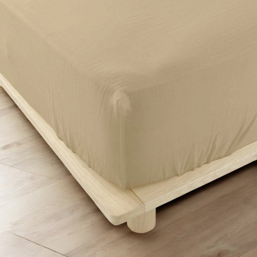 Drap housse 160x200 travertine gaze de coton celestia