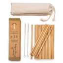 10 pailles bambou+goupillon+poche jutte