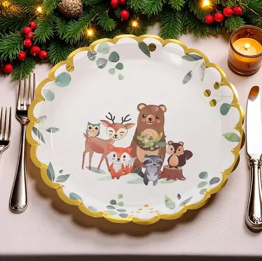 Assiettes animaux de la nature x12 - Ø 23 cm