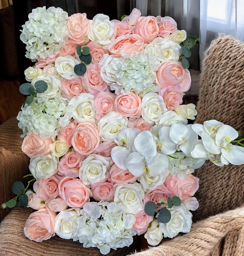 Plaque floral avec orchidee blanche et rose