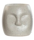 Porte-bougie ceramique face blanc - 8x7x8 cm